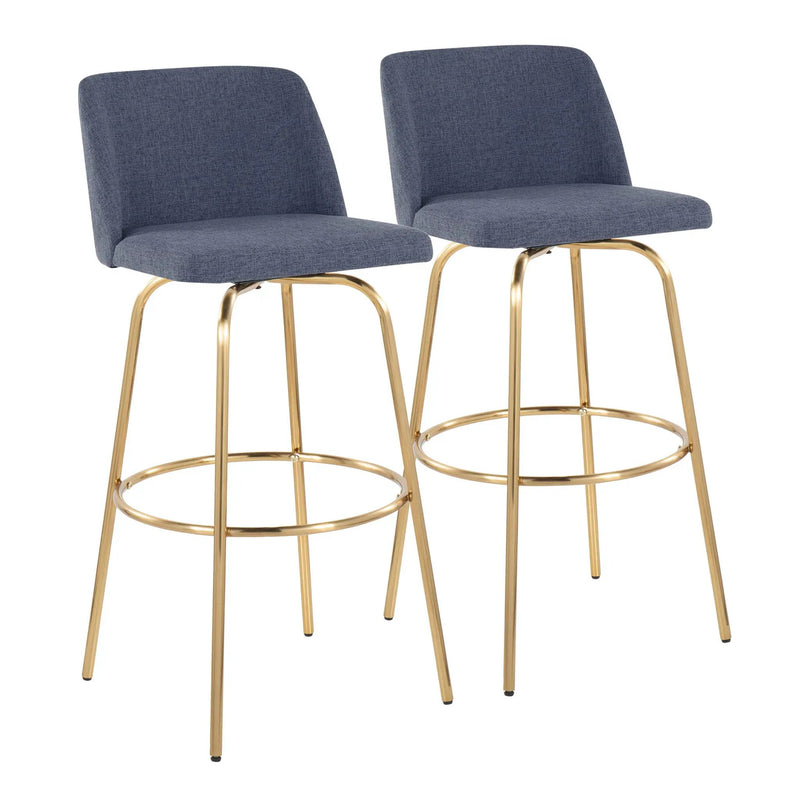 Toriano - Contemporary Fixed Height Barstool With Swivel With Round Footrest (Set of 2) by HouseOfZazla