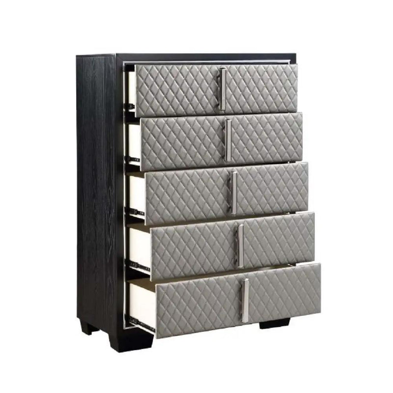 Nicola - Chest - Silver Synthetic Leather & Black by Unique Piece Furniture