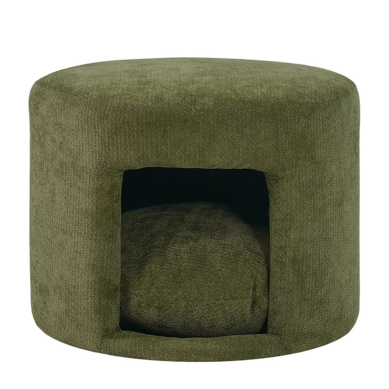 Green Pet Friendly Ottoman with Removable Pet Cushion and Hidden Pet Nook by HouseOfZazla