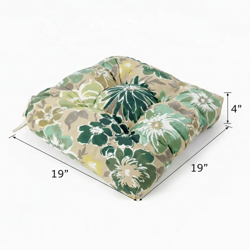Outdoor Chair Cushions Set of 2, 19 x 19 x 4 Inch Tufted Seat Cushions by HouseOfZazla