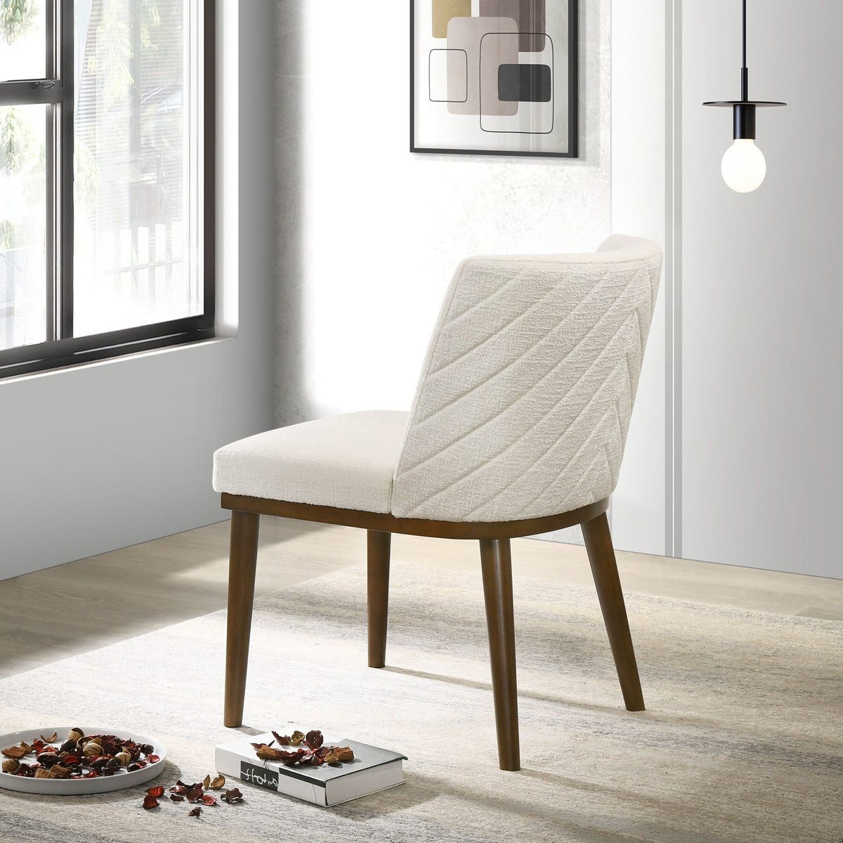 Mid-Century Dining Chair Set of 2 with Solid Wood Frame - Dark Gray or White, photo 6 of 10