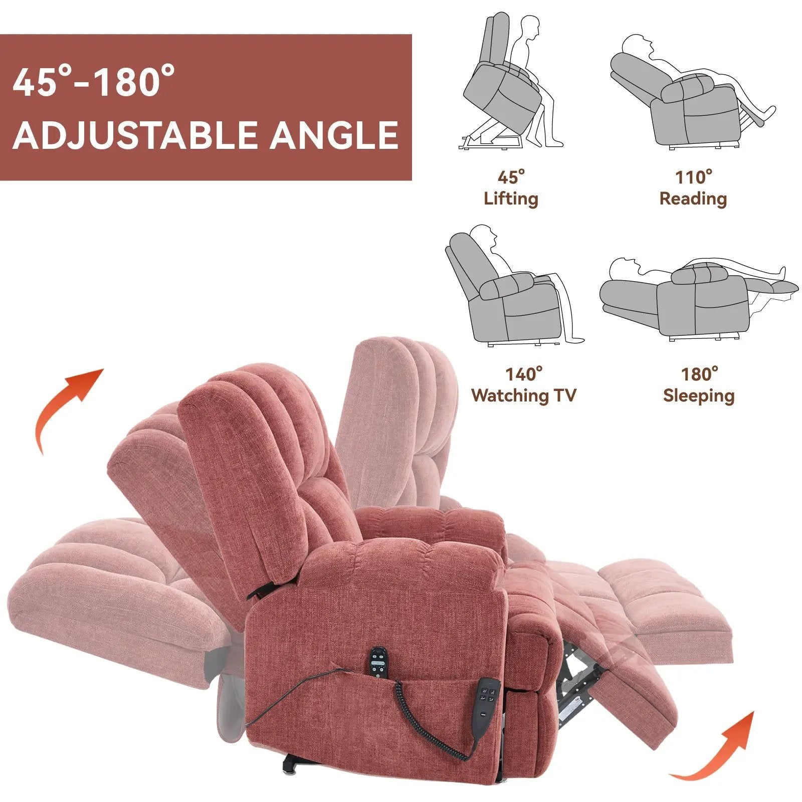 Dual Motor Heat Massage Electric Power Lift Recliner by HouseOfZazla