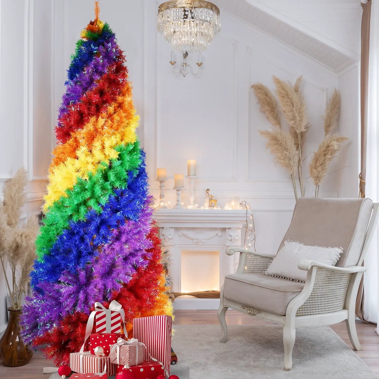 7.5ft Rainbow Spiral Christmas Tree by HouseOfZazla