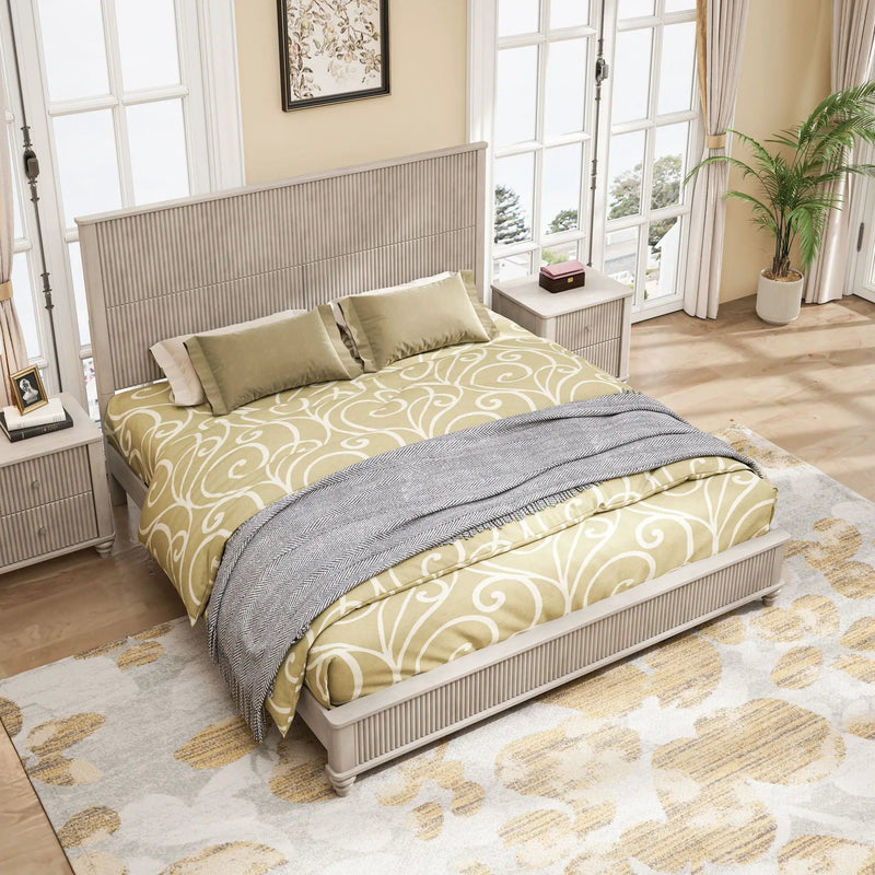 Platform Bed Frame & Tall Headboard by HouseOfZazla