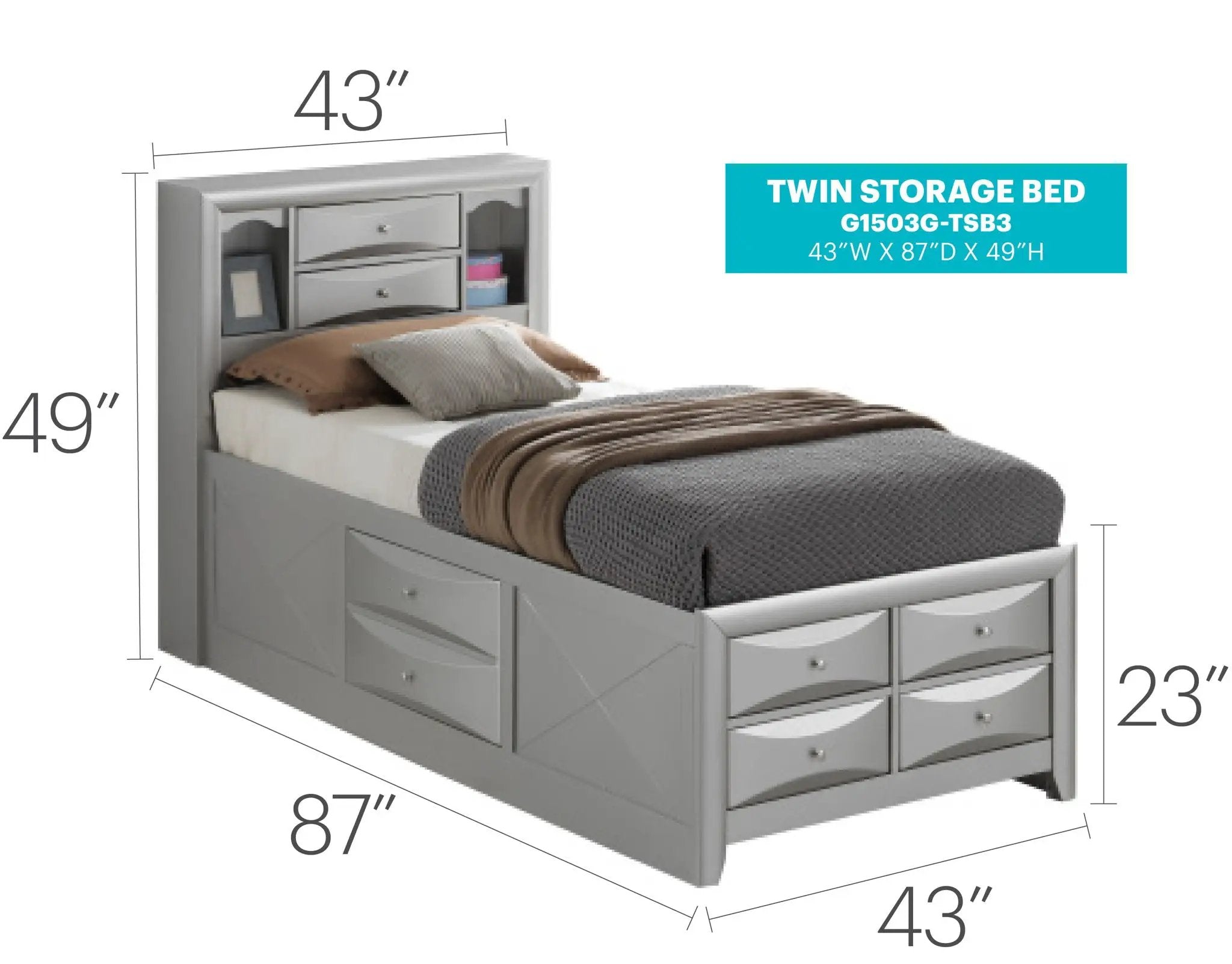 Modern Design Storage Bed With Bookcase Headboard by Unique Piece Furniture