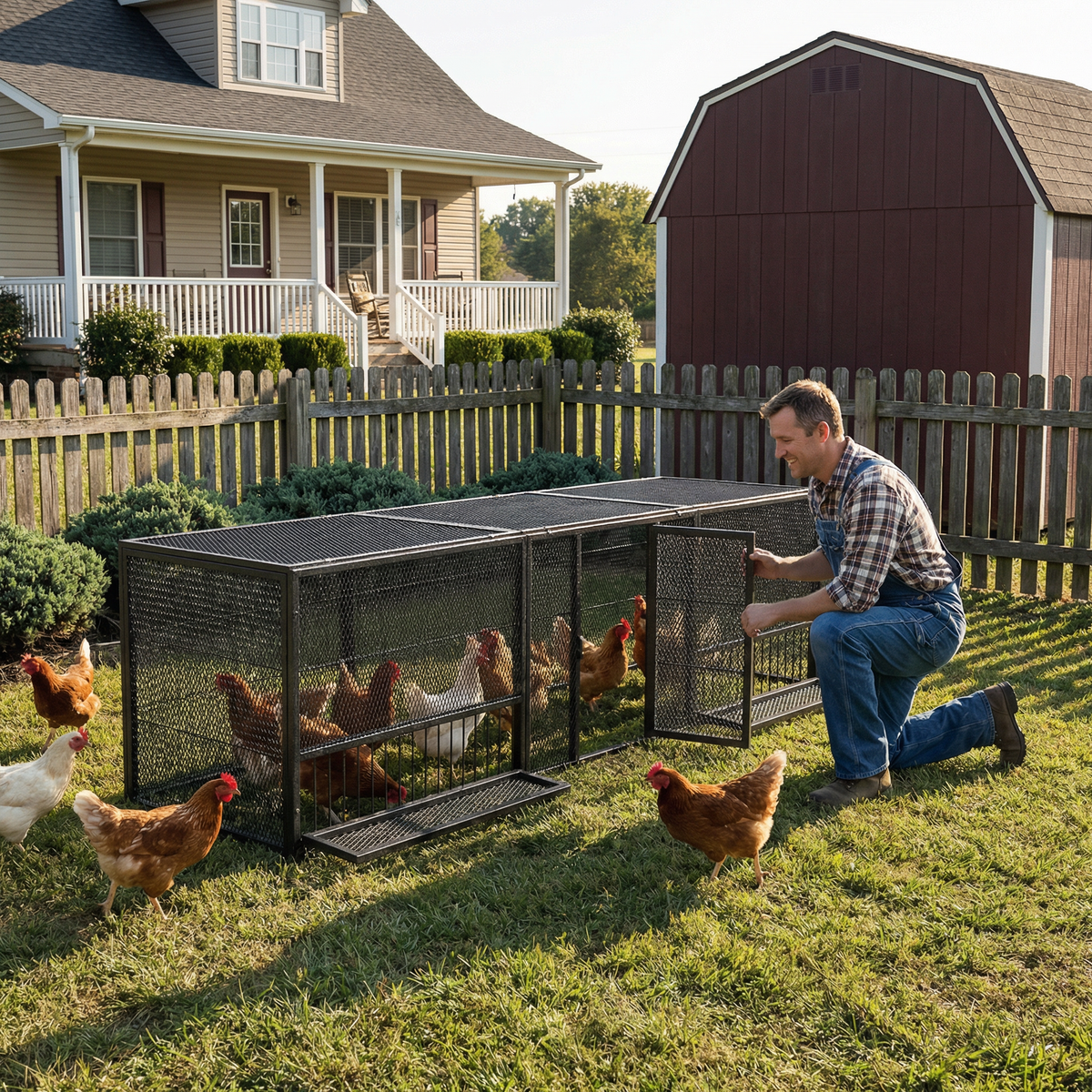 83" Thickened Galvanized Chicken Coop with Mesh Sides - Silver