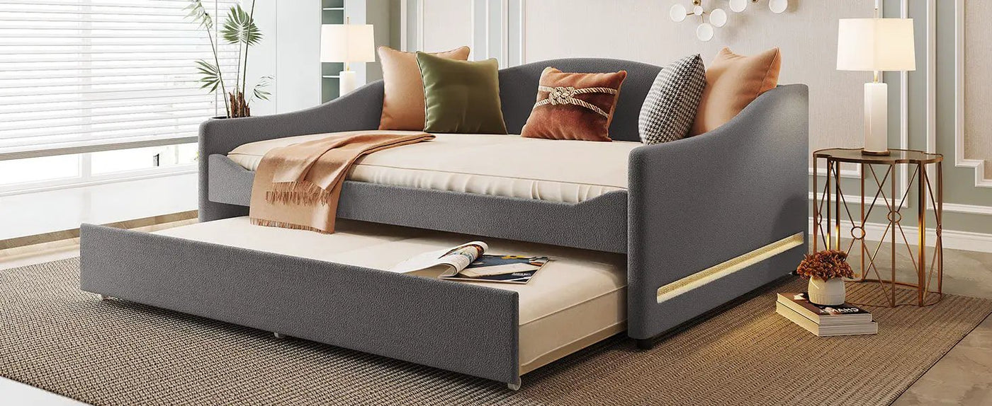 Upholstered Daybed With Light And Trundle by HouseOfZazla