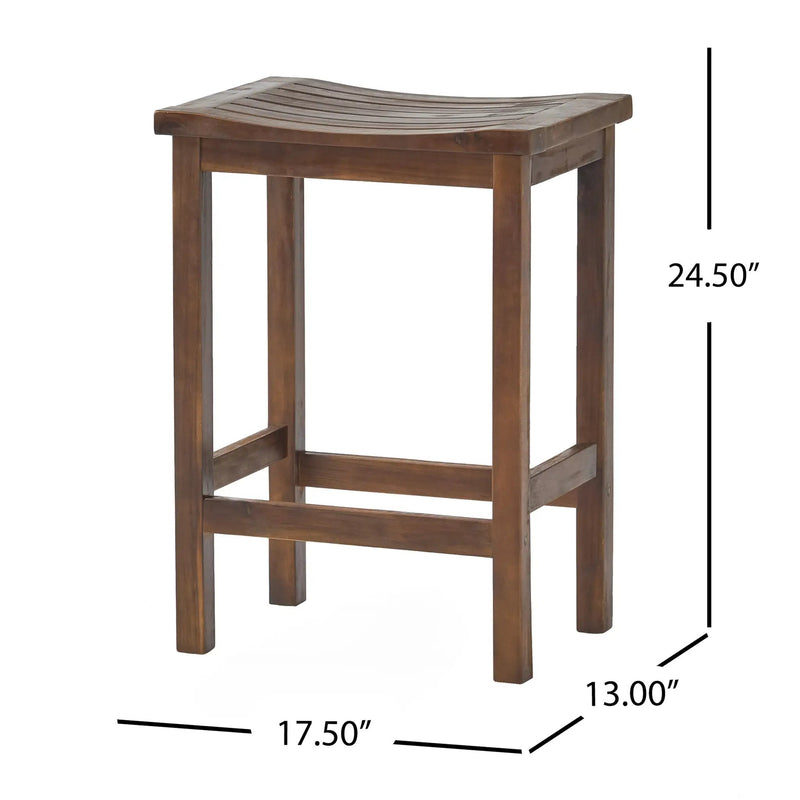 Outdoor Acacia Wood Counter Height Barstool Set of 2 by HouseOfZazla