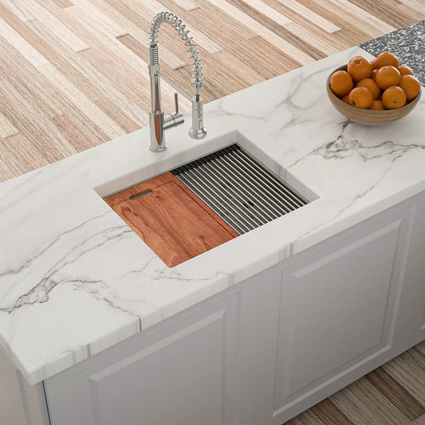 Single Bowl Undermount Workstation Kitchen Sink with Accessories by HouseOfZazla