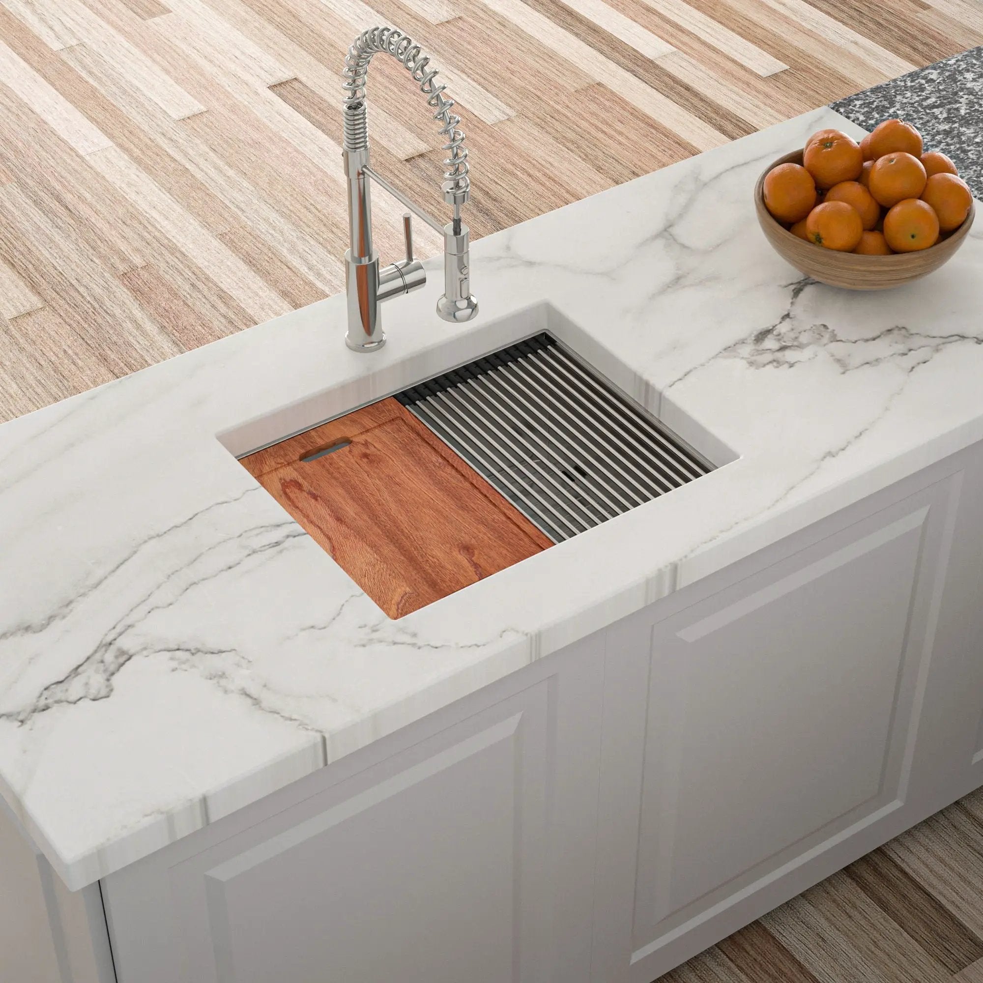 Single Bowl Undermount Workstation Kitchen Sink with Accessories by HouseOfZazla