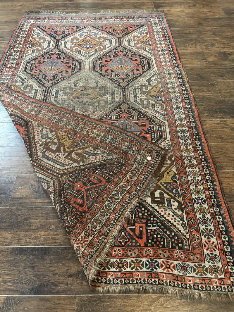 Antique Persian Qashqai Rug 5x8, Persian Tribal Rug, Khamseh Rug by Jewel Rugs