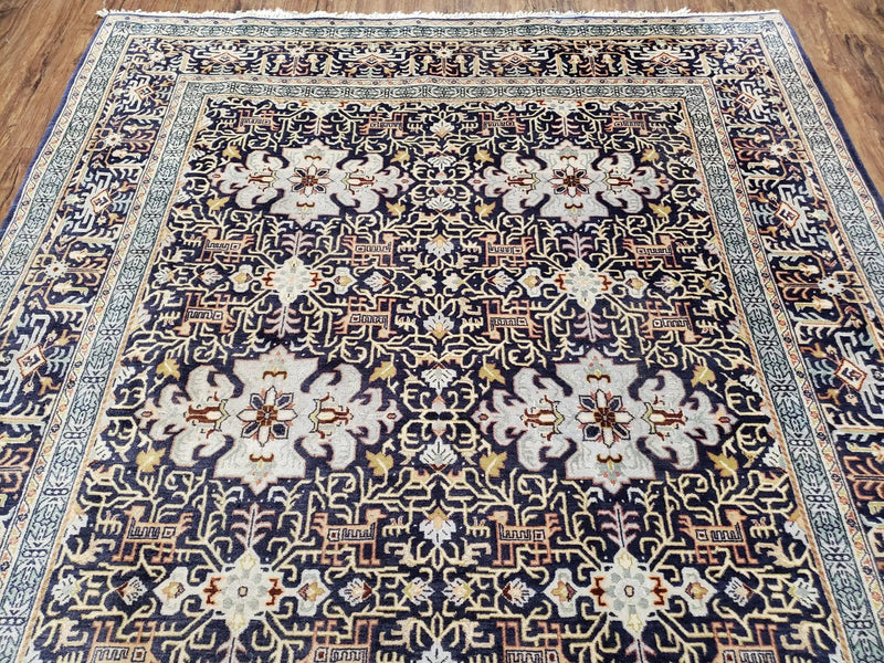 Persian Kashan Rug, Navy Blue, Hand-Knotted, Wool, 4' 8" x 7' 4", Pair A by Jewel Rugs