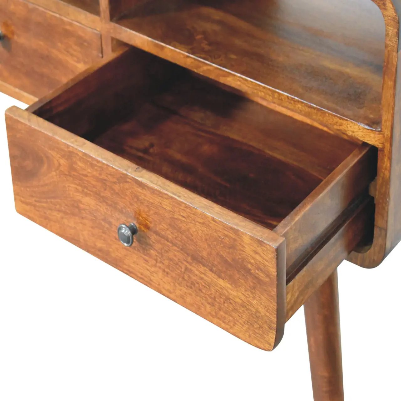 Solid Wood Triple Curved Chestnut Console Table by HouseOfZazla
