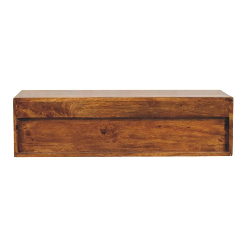 Solid Wood Lunar Wall-Mounted Media Unit, 2-Drawers, Chestnut by HouseOfZazla