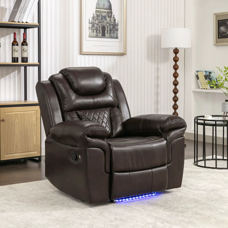Home Theater Seating Manual Recliner Chair With Led Light Strip For Living Room by HouseOfZazla