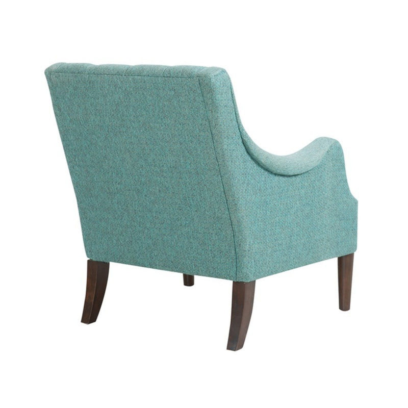 Button Tufted Accent Chair with Solid Wood Legs - Teal, photo 3 of 7
