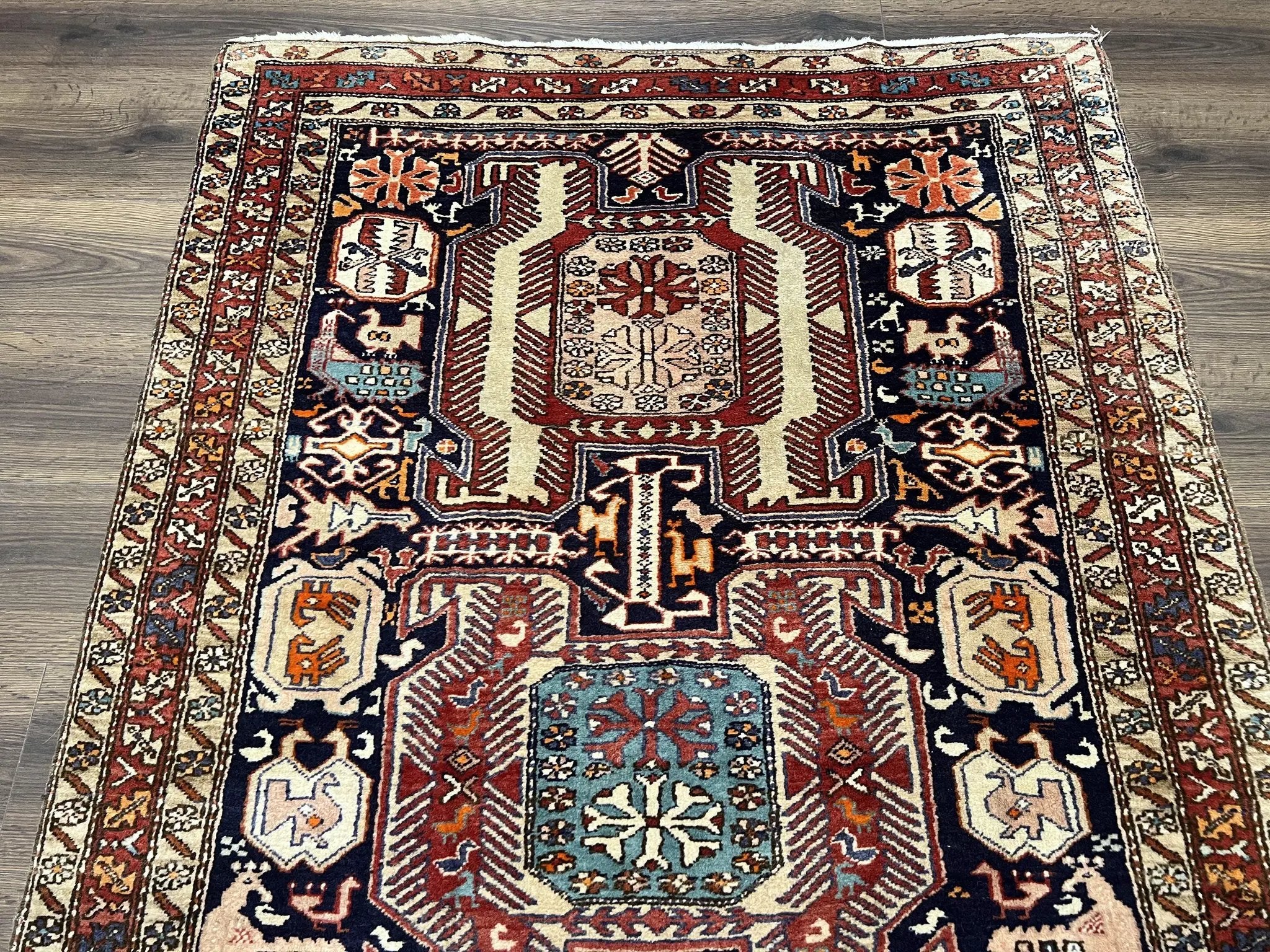 Persian Ardabil Wide Runner Rug 4x10 - Geometric Medallions & Animal Pictorials by Jewel Rugs