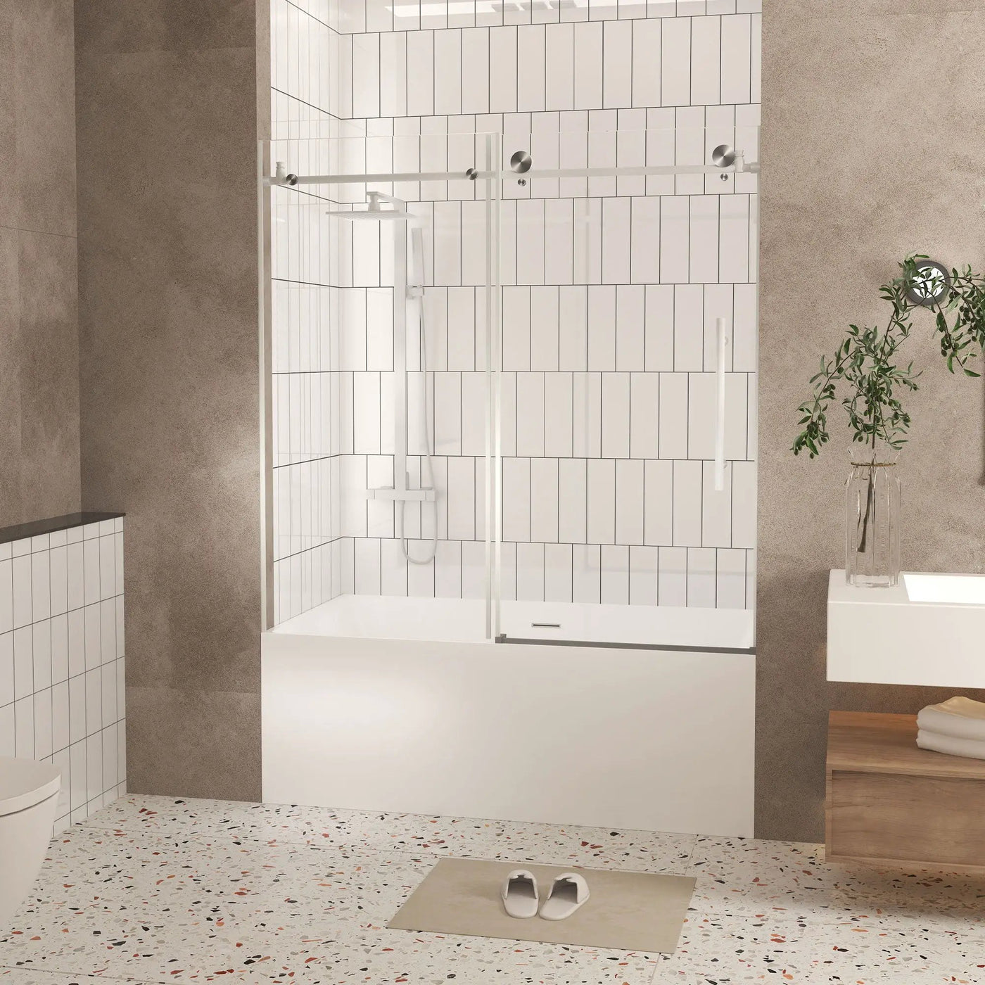 Frameless Shower Door, Smooth Sliding Tracks by HouseOfZazla
