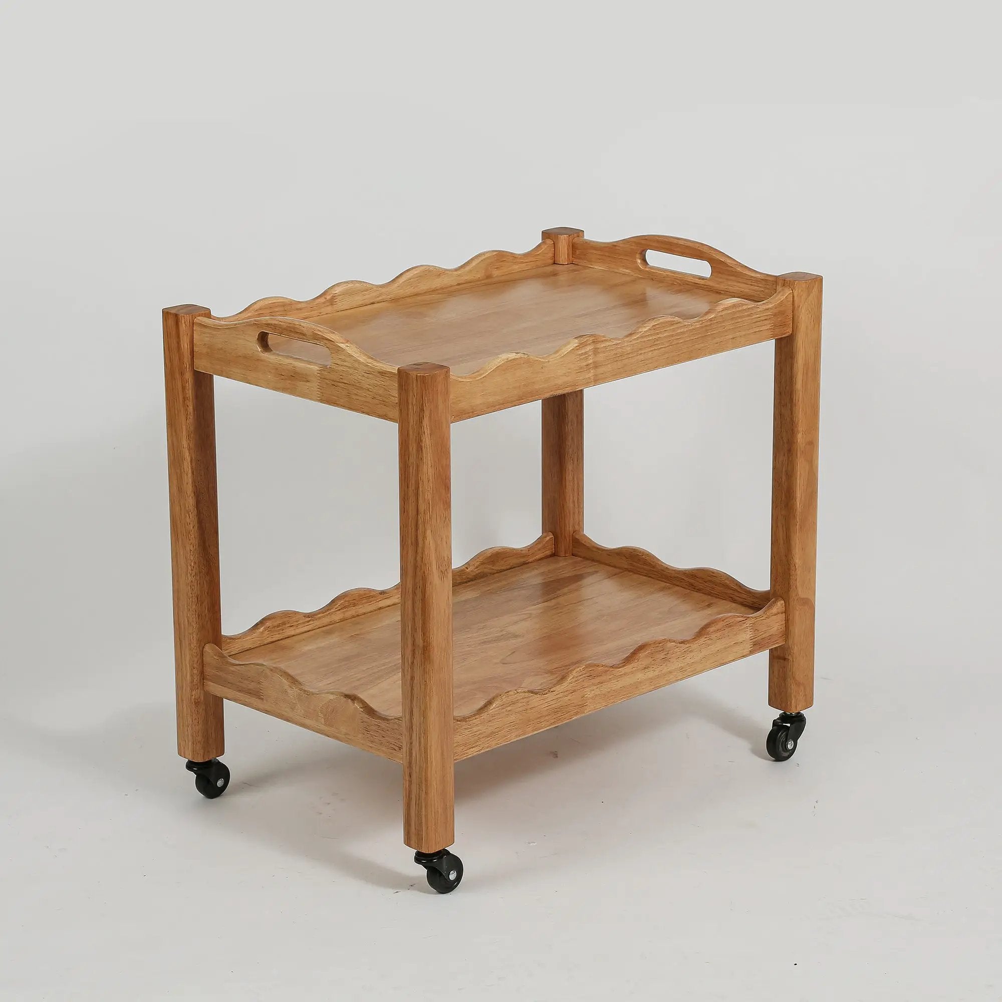 Solid Rubberwood Rolling Side Table by HouseOfZazla