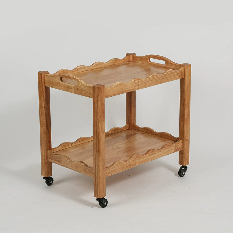 Solid Rubberwood Rolling Side Table by HouseOfZazla