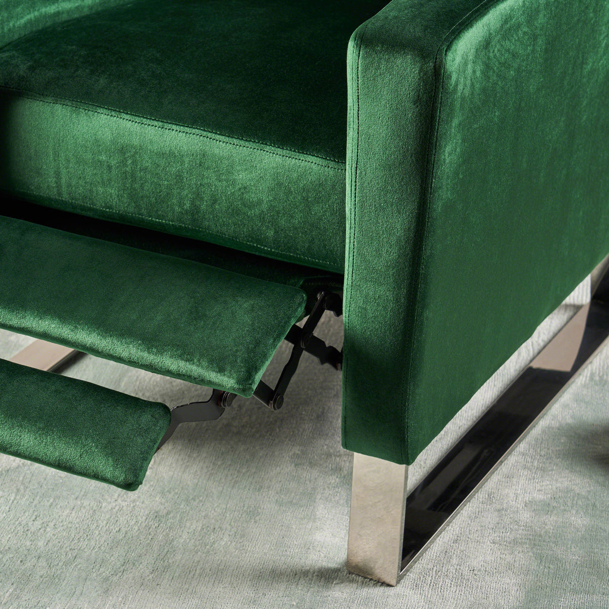 Velvet Push Back Recliner with Metal Legs - Emerald or Blue, photo 6 of 10