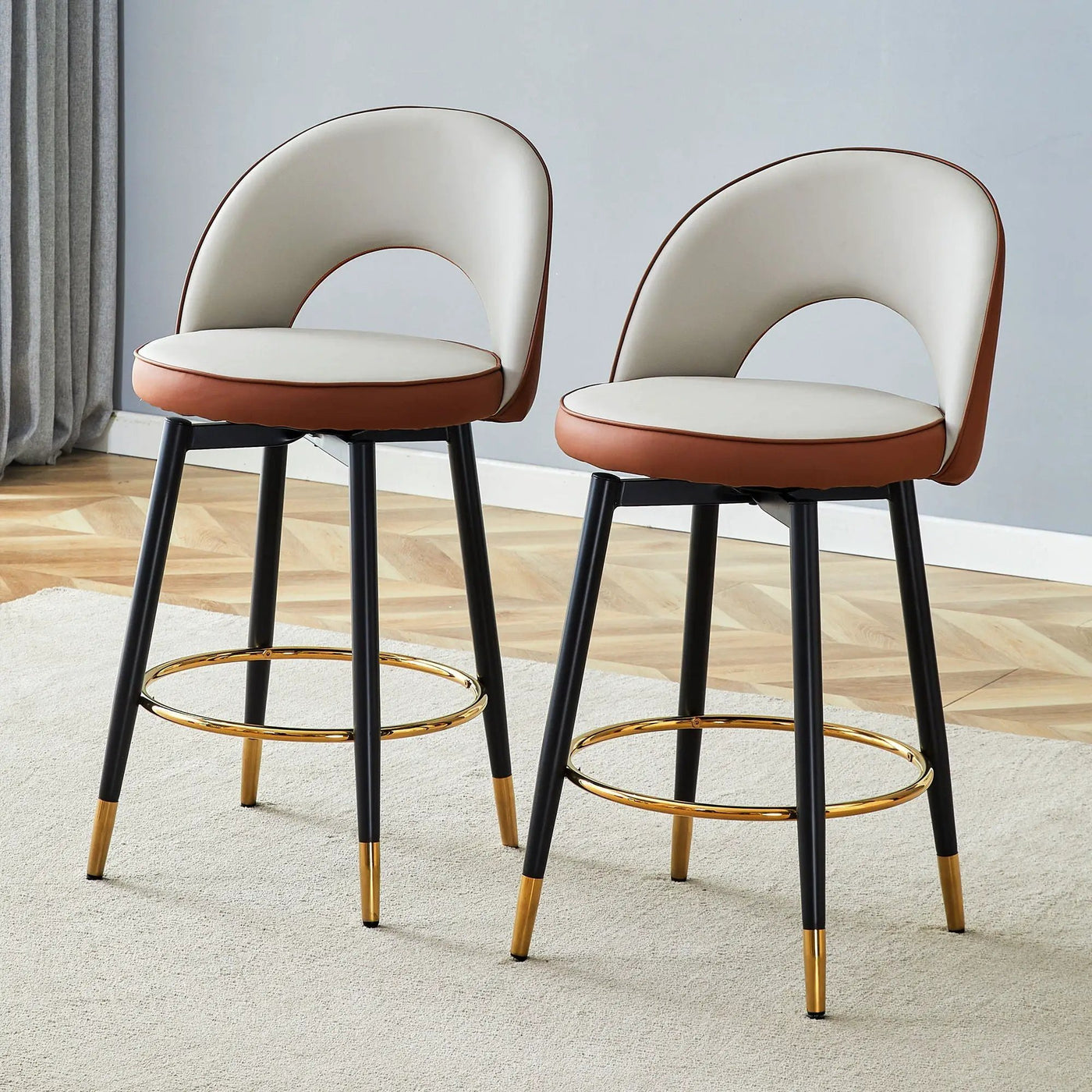 Upholstered Rotatable Bar Chair With Metal Legs For Dining Room by HouseOfZazla