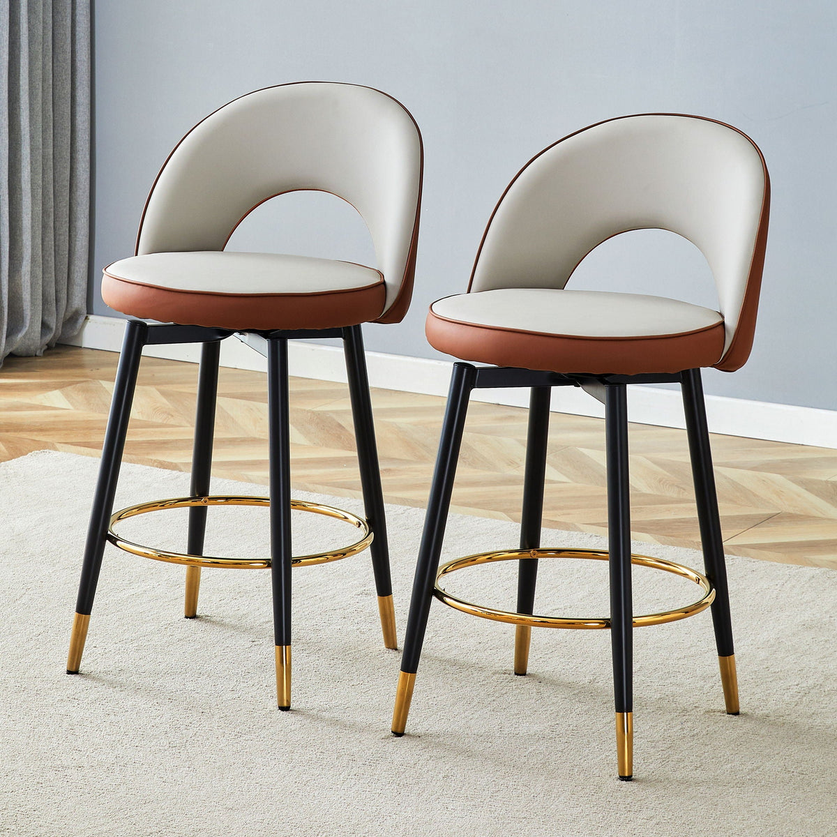 Upholstered Rotatable Bar Chair With Metal Legs For Dining Room, photo 6 of 12