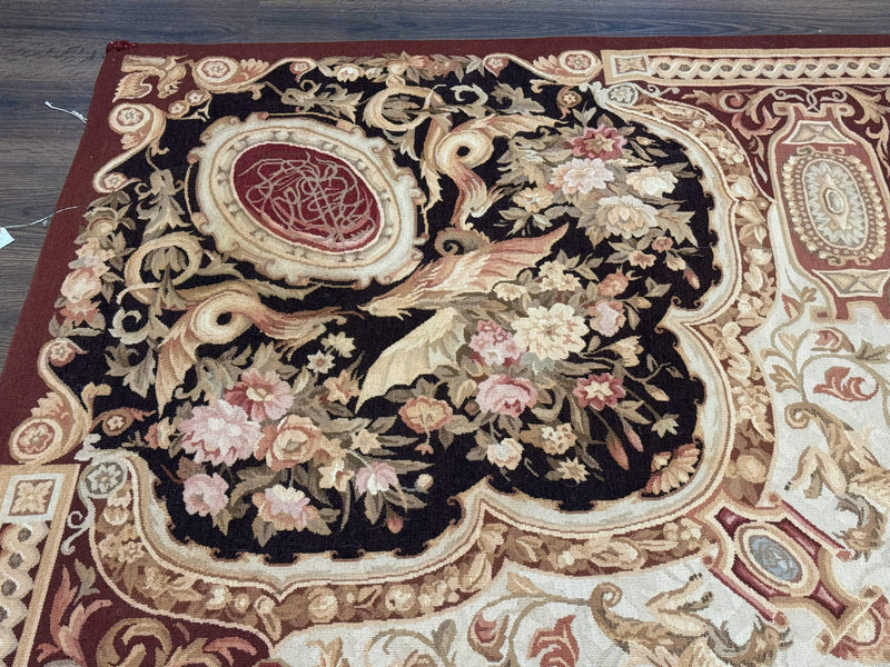 French Aubusson Rug 9x12 - European Design Flatweave Carpet by Jewel Rugs