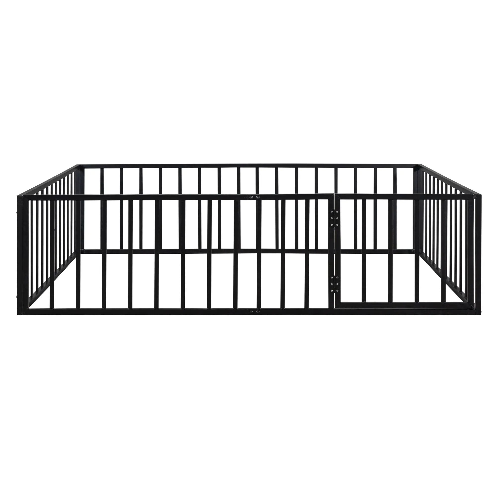 Metal Floor Bed Frame With Fence And Door by Unique Piece Furniture