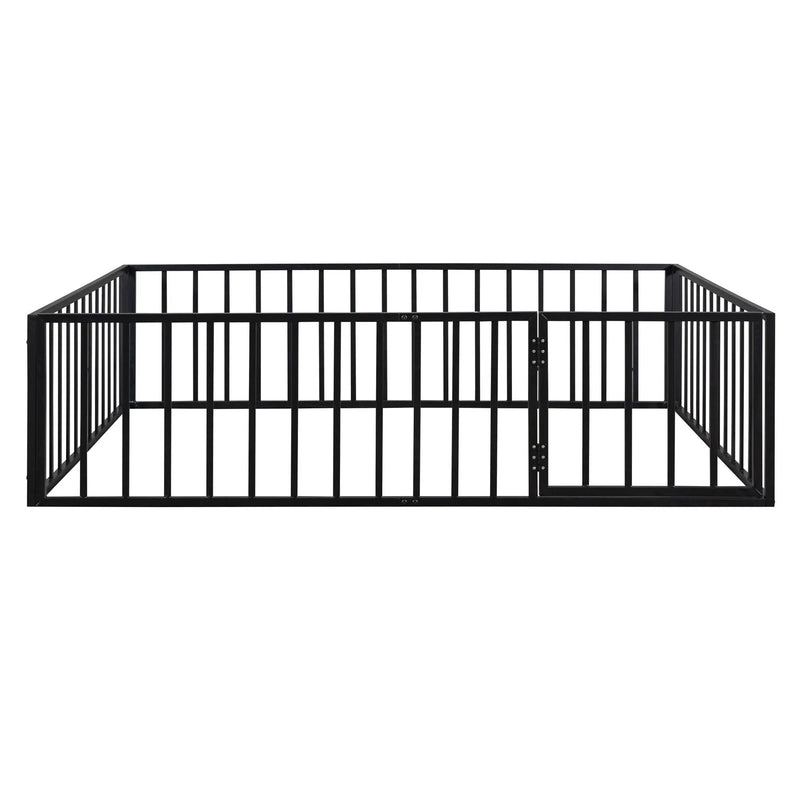 Metal Floor Bed Frame With Fence And Door by HouseOfZazla
