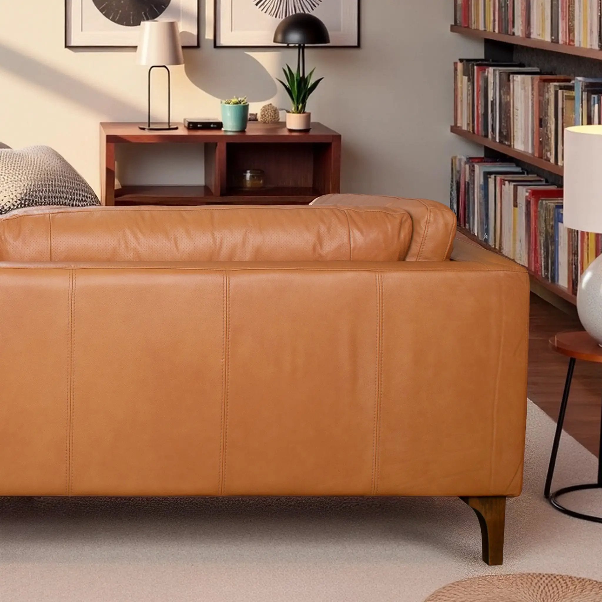 Bellrose Mid-Century Modern Genuine Leather Sofa by HouseOfZazla