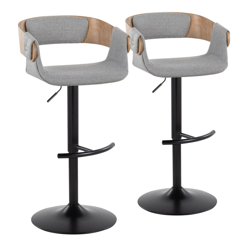 Elisa - Mid Century Modern Adjustable Barstool With Swivel & Rounded T Footrest (Set of 2) by Unique Piece Furniture