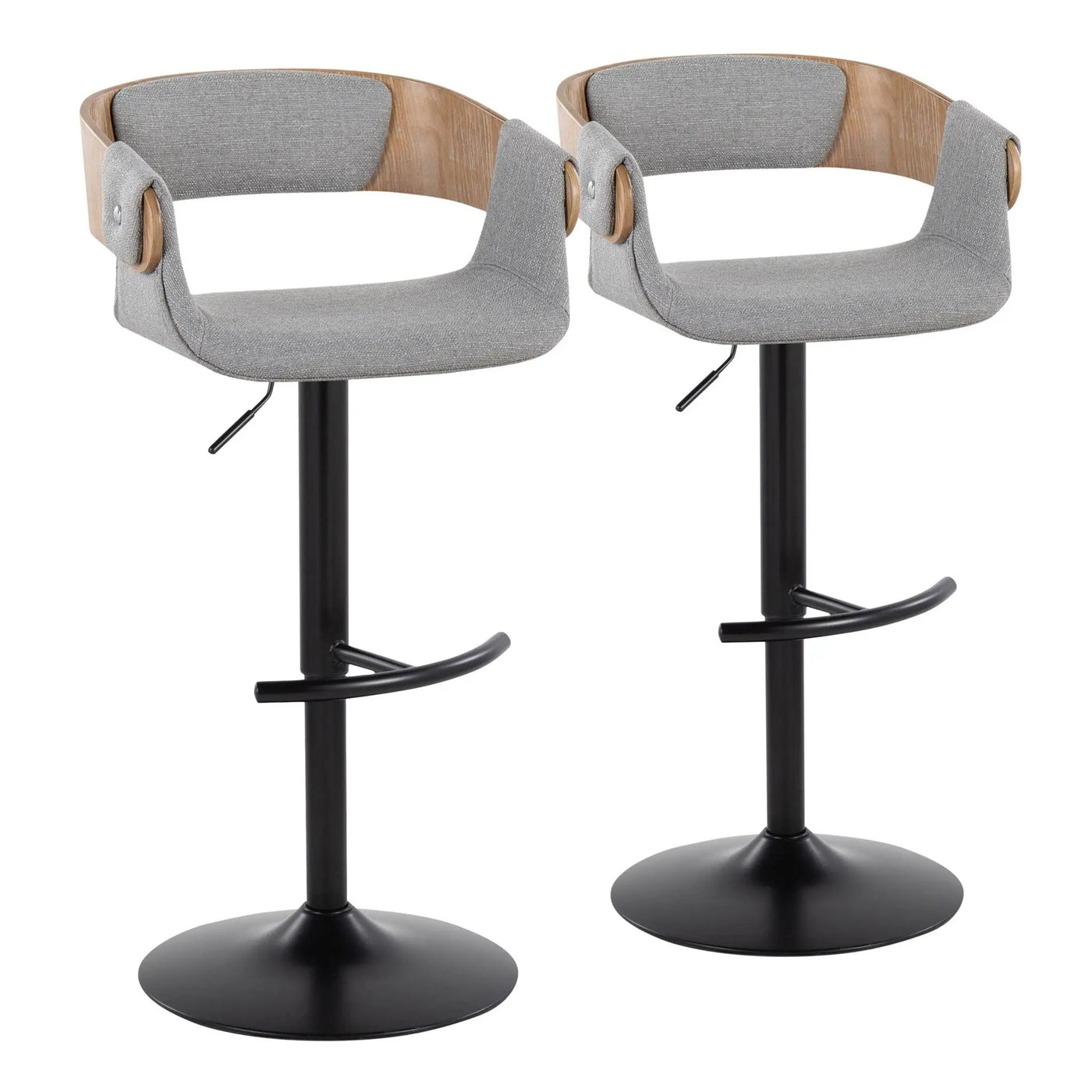 Elisa - Mid Century Modern Adjustable Barstool With Swivel & Rounded T Footrest (Set of 2) by HouseOfZazla