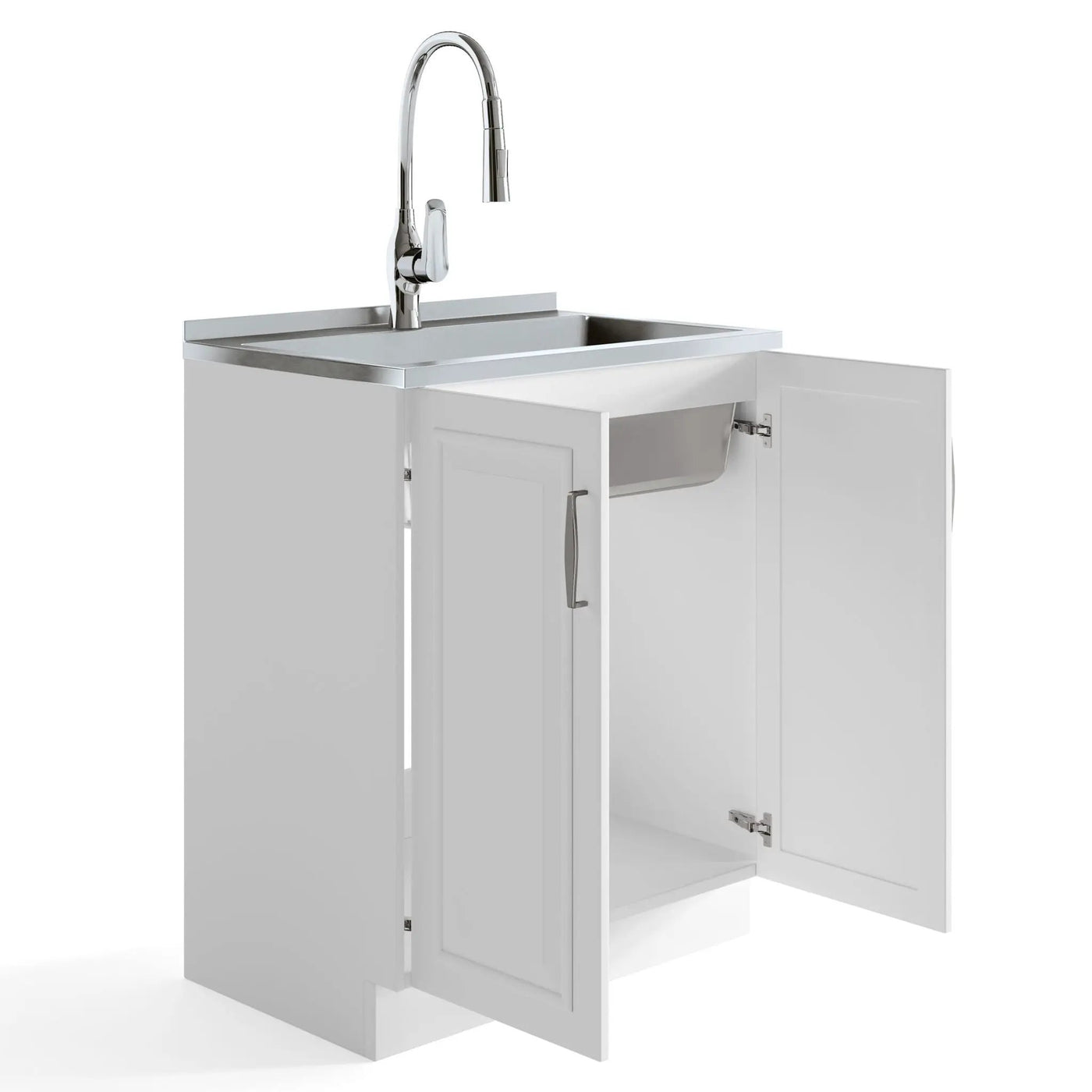Darwin - Deluxe Laundry Cabinet With Pull-Out Faucet And Stainless Steel Sink by HouseOfZazla