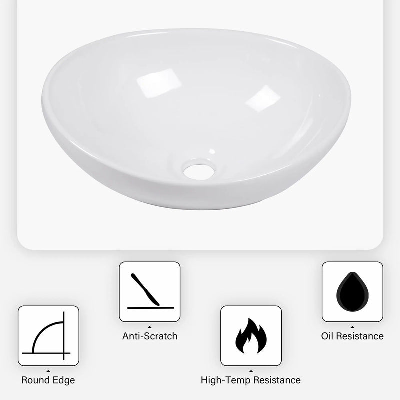 Oval Vessel Bathroom Sink - White by HouseOfZazla