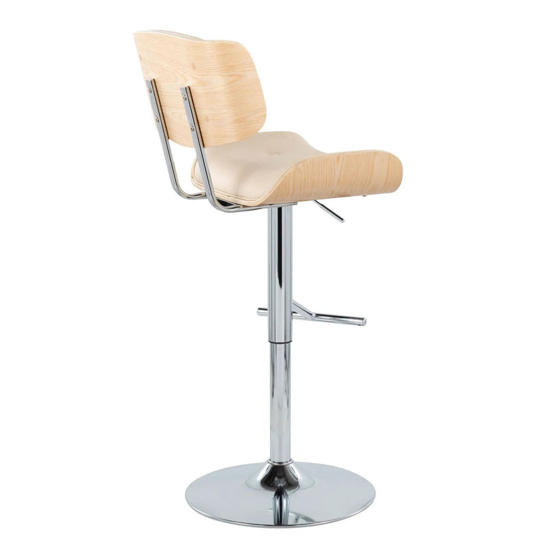 Lombardi - Contemporary Adjustable Barstool With Swivel With Straight T Footrest (Set of 2) by Unique Piece Furniture