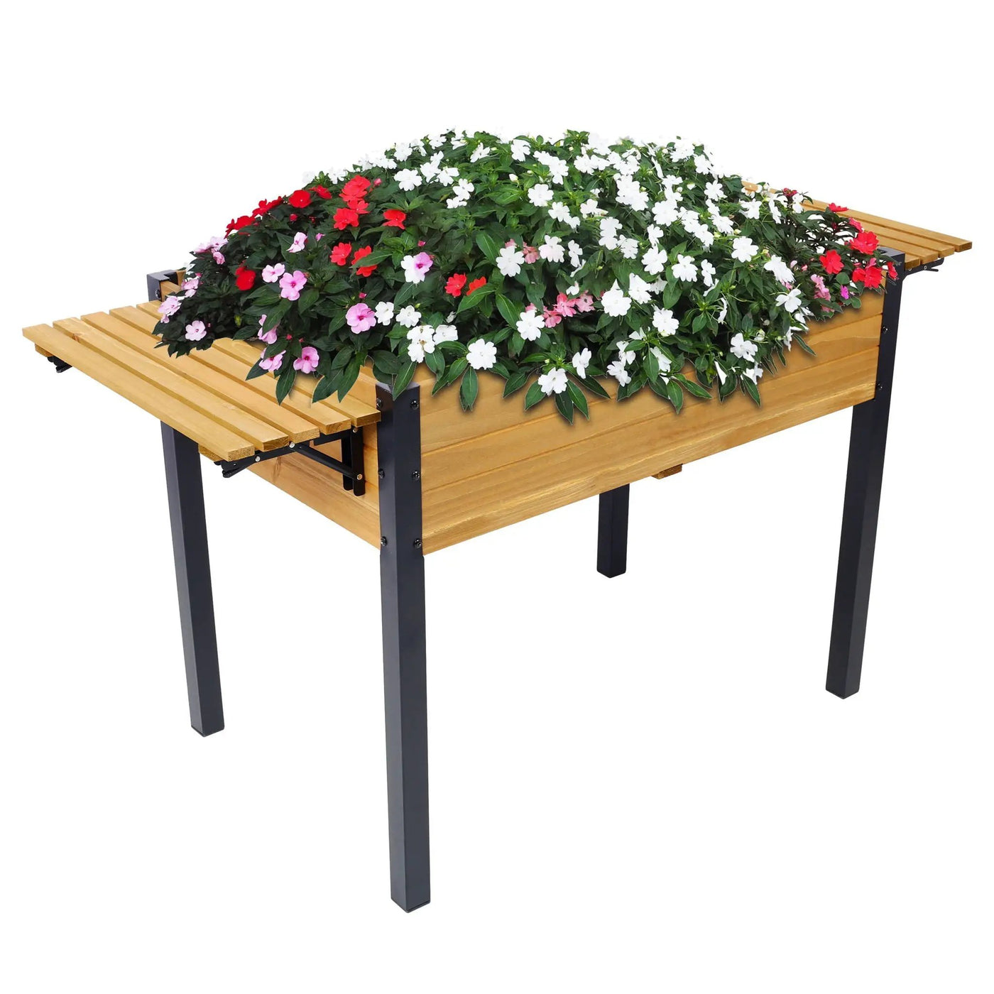 Raised Garden Bed With Metal Legs and Folding Storage Shelf by HouseOfZazla