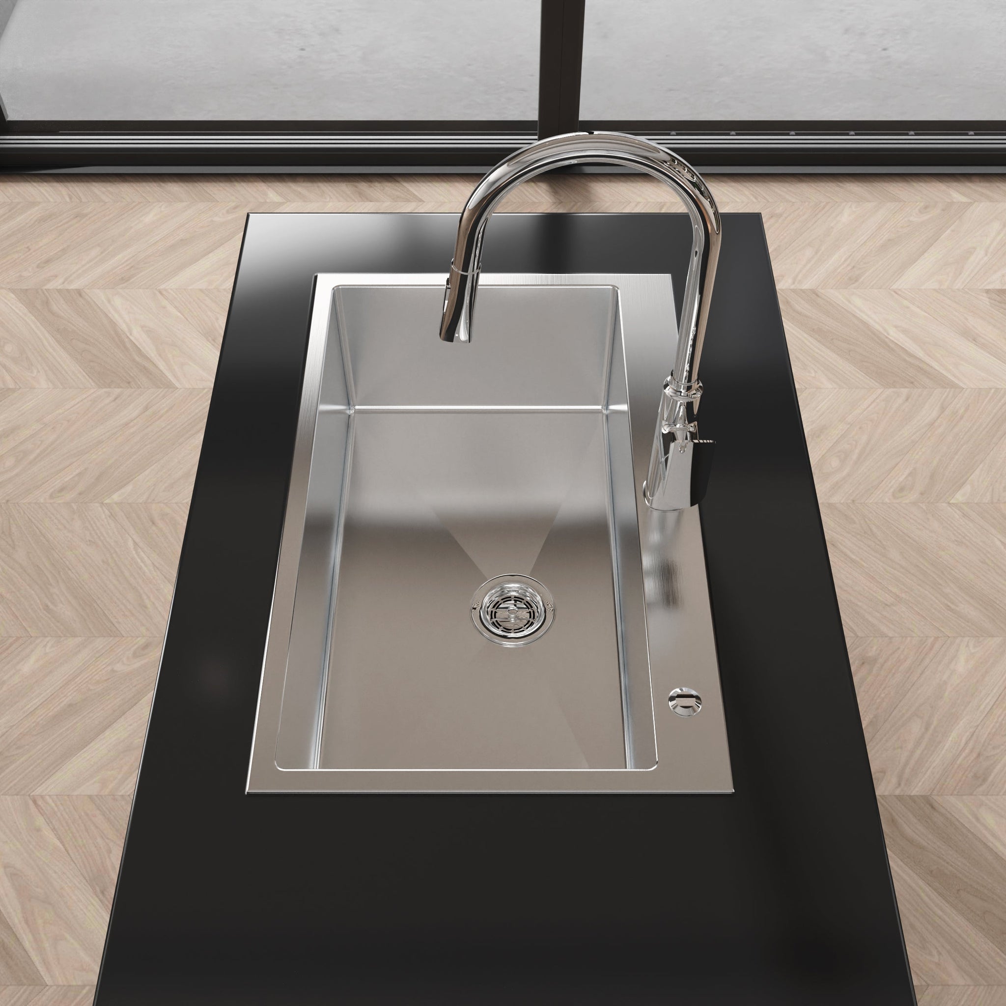 Stainless Steel Kitchen Sink, 30″x19″ Single Bowl, Overmount, Brushed Nickel by HouseOfZazla