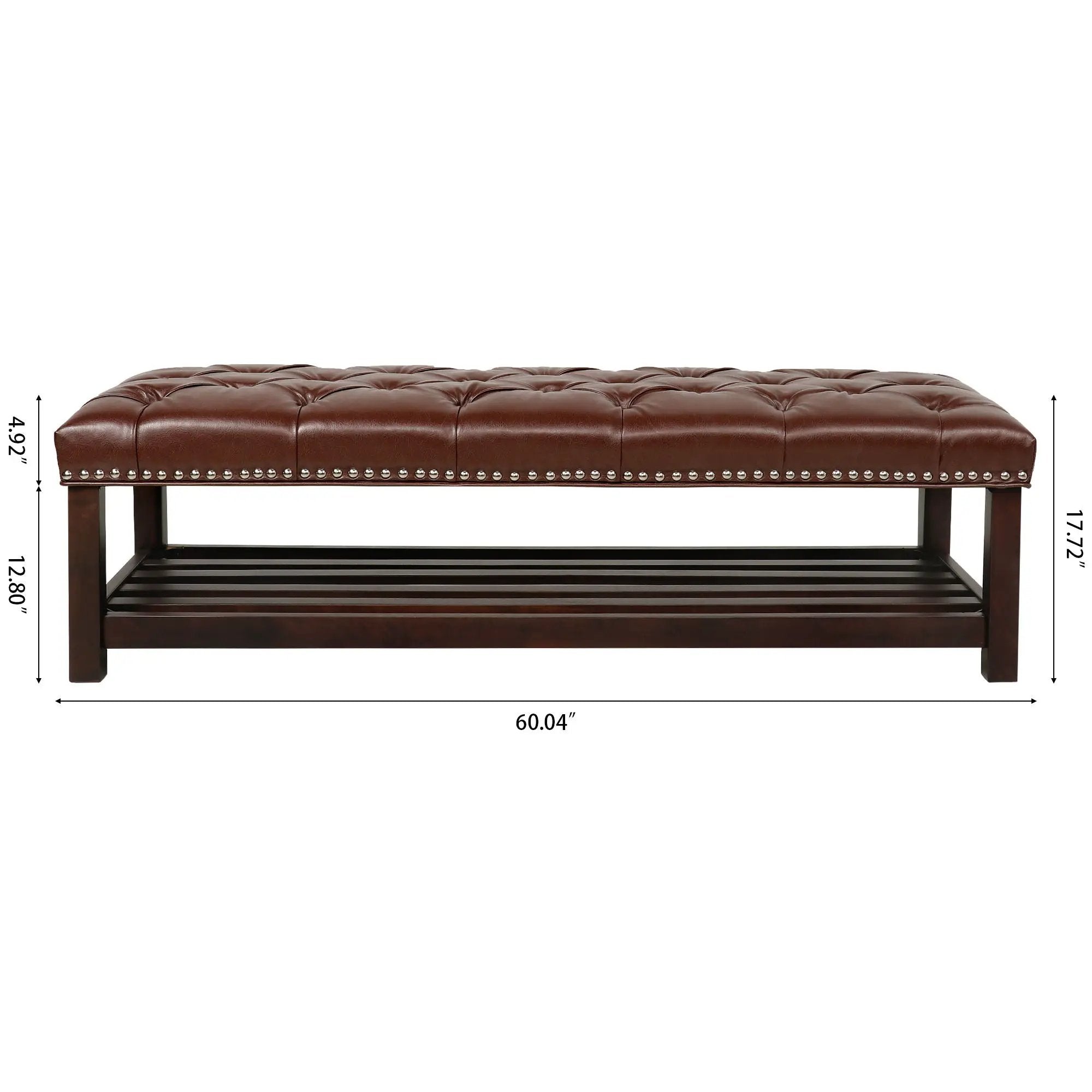Bedroom End Of Bed Bench Tufted Upholstered End Of Bed Bench End Of Bed Entrance Shoe Bench With Nailhead Trim And Shelf Bedroom Upholstered Bench Living Room Shoe Rack Footstool by Unique Piece Furniture