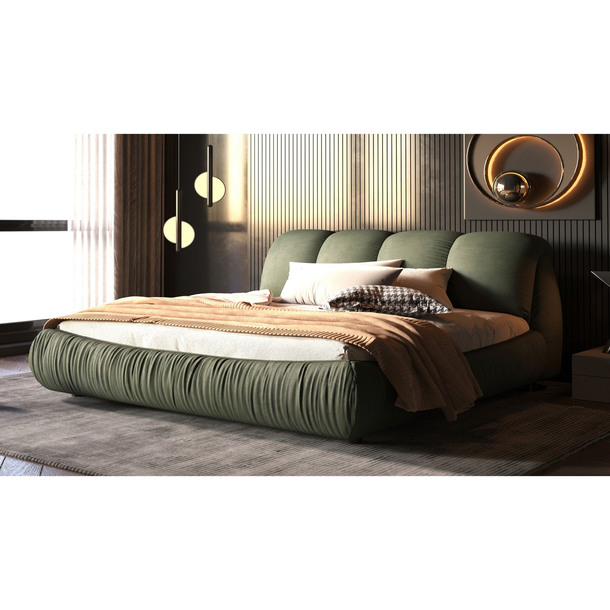 Luxury Upholstered Platform Bed With Oversized Padded Backrest And Solid Wood Frame by HouseOfZazla