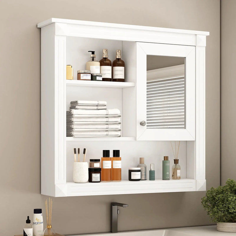 Wall-Mounted Bathroom Cabinet With Mirror And Adjustable Shelves by Unique Piece Furniture