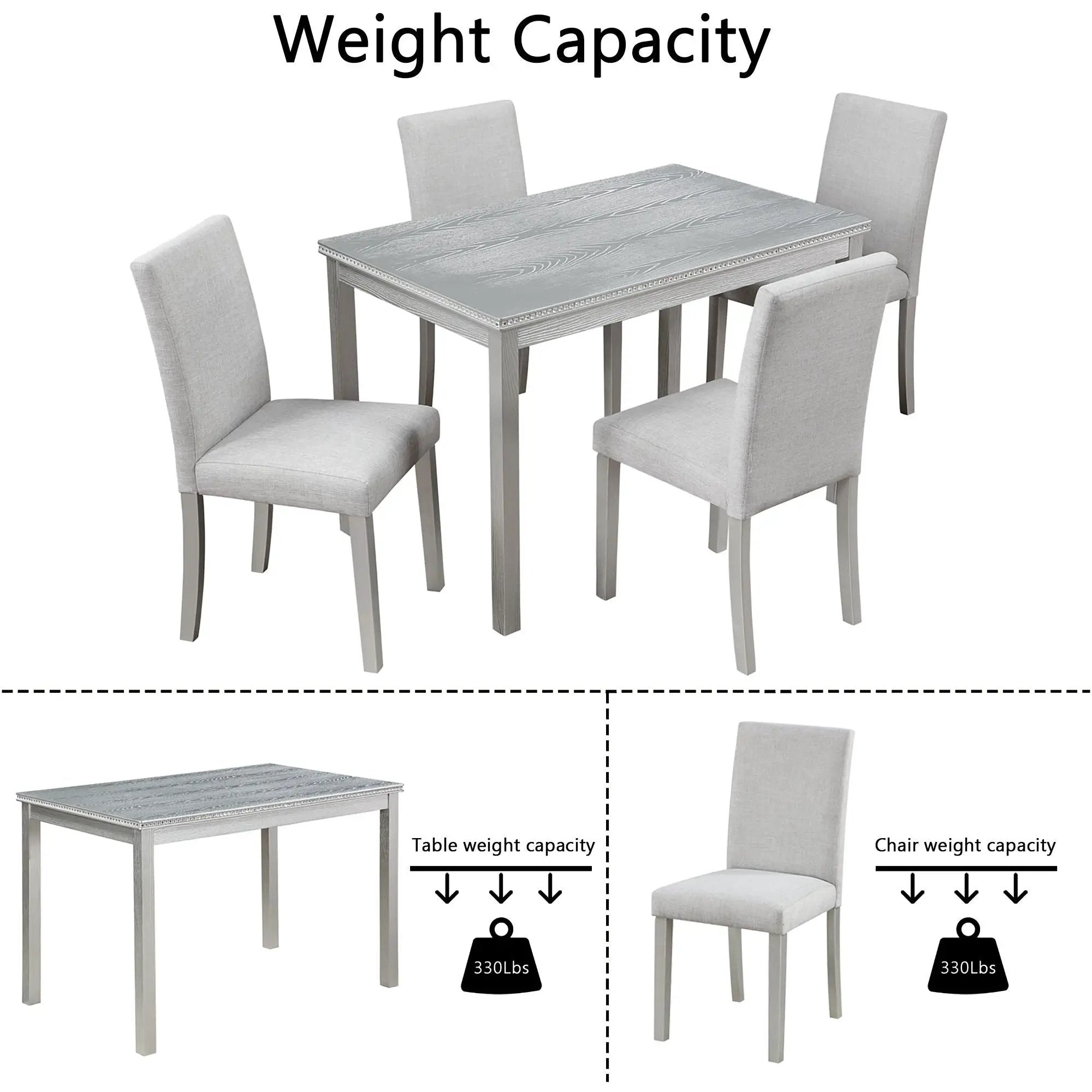 Dining Table Set With Crystal Decoration And Upholstered Chairs by Unique Piece Furniture