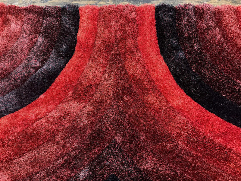 Red and Black Shag Rug 5x7, Pair A by Jewel Rugs