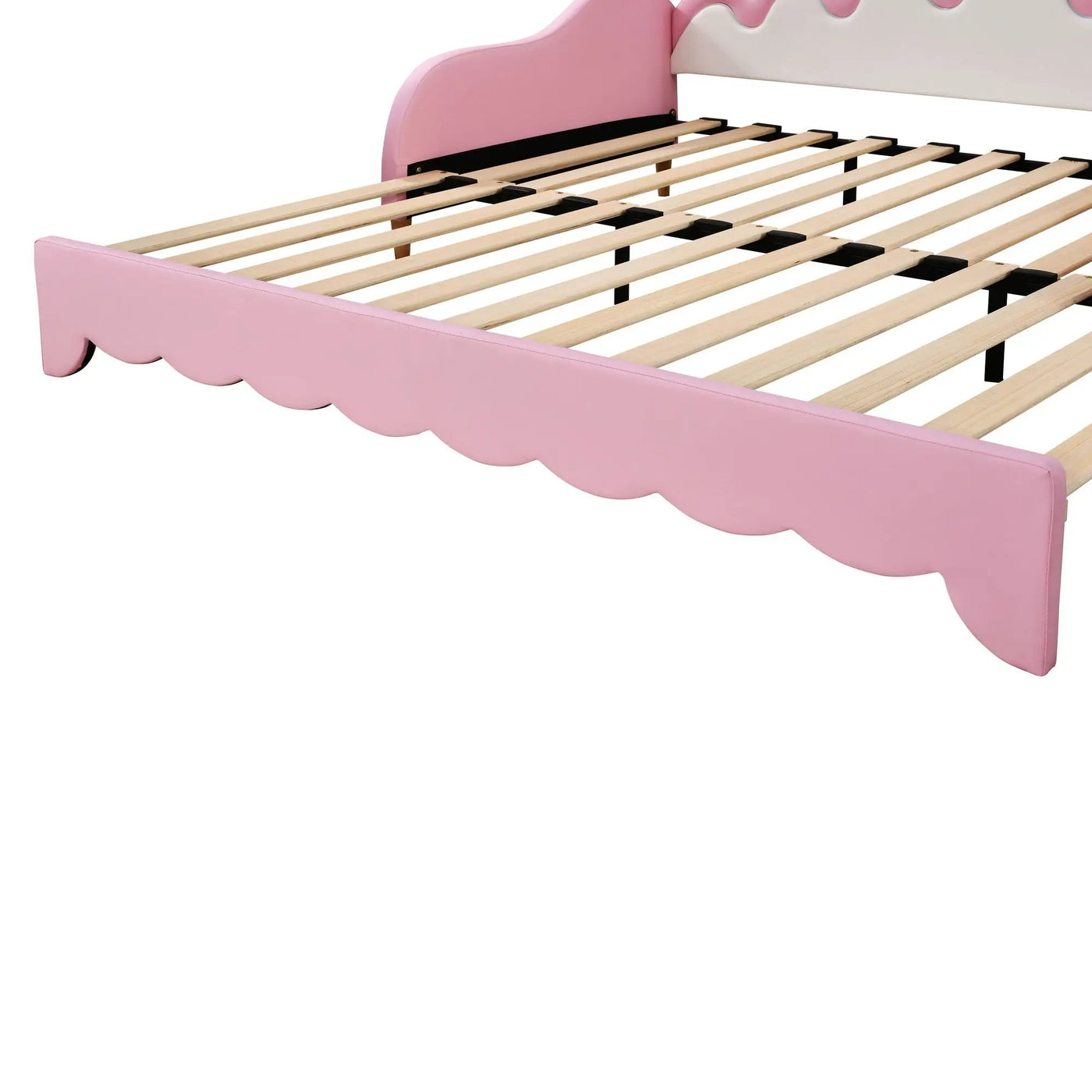 Extending Daybed With LED Lights, Modern Upholstered Princess Daybed With Crown Headboard by HouseOfZazla