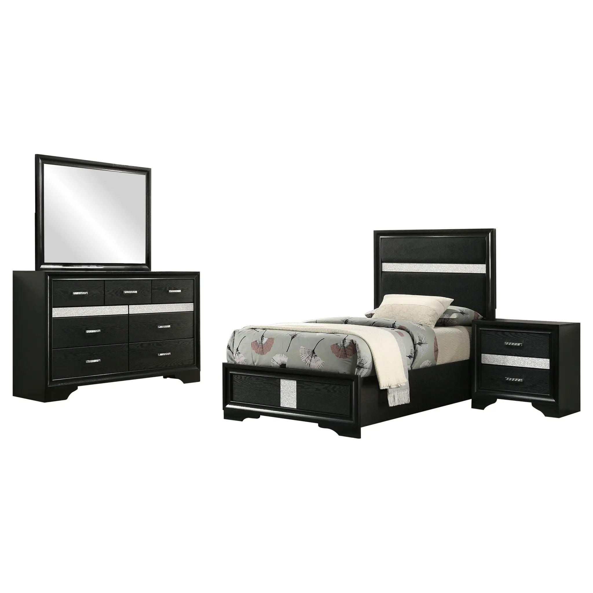 Miranda 4-piece Twin Bedroom Set Black by Unique Piece Furniture