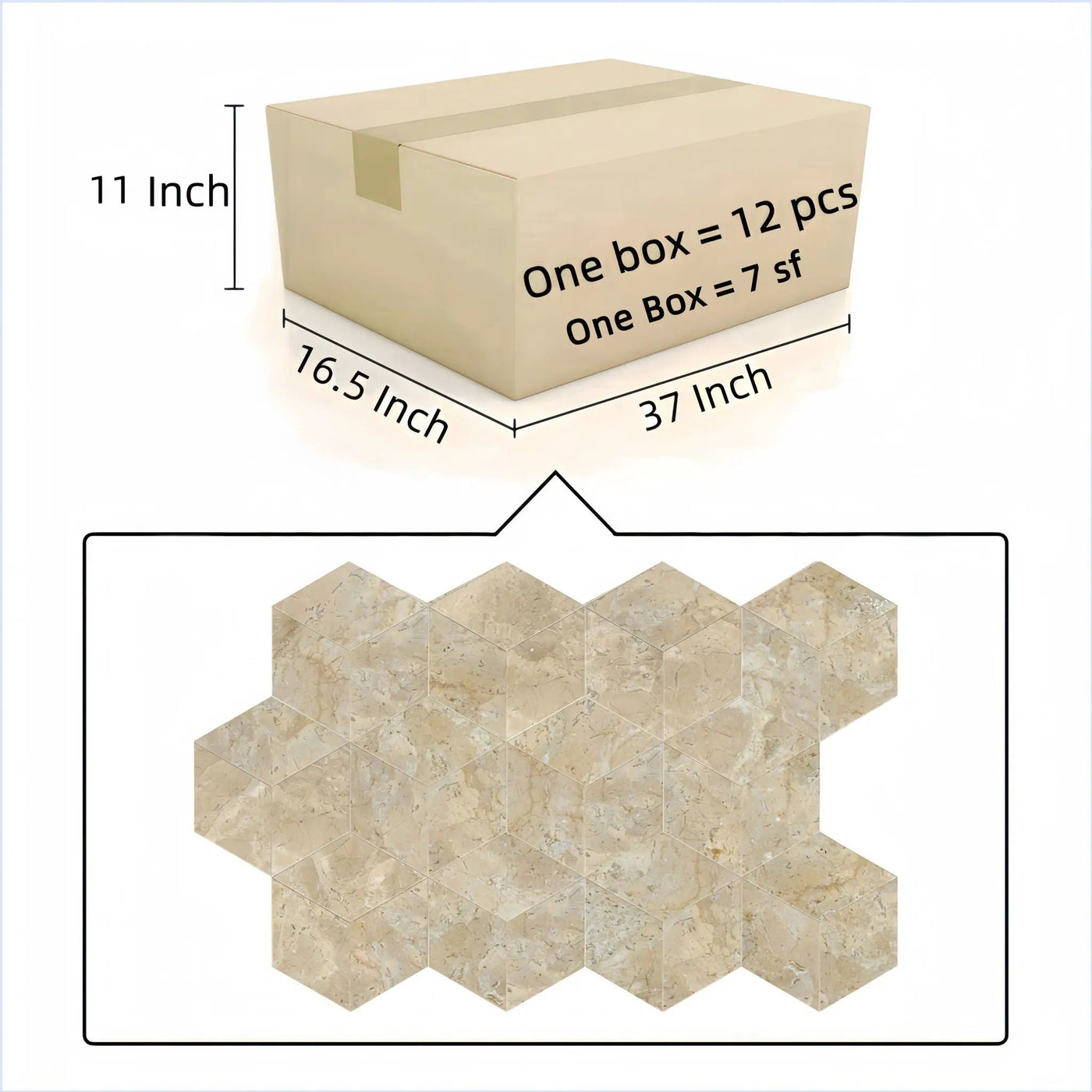 Hexagon Natural Marble Polished Tile For Wall And Floor (Set of 12) by HouseOfZazla