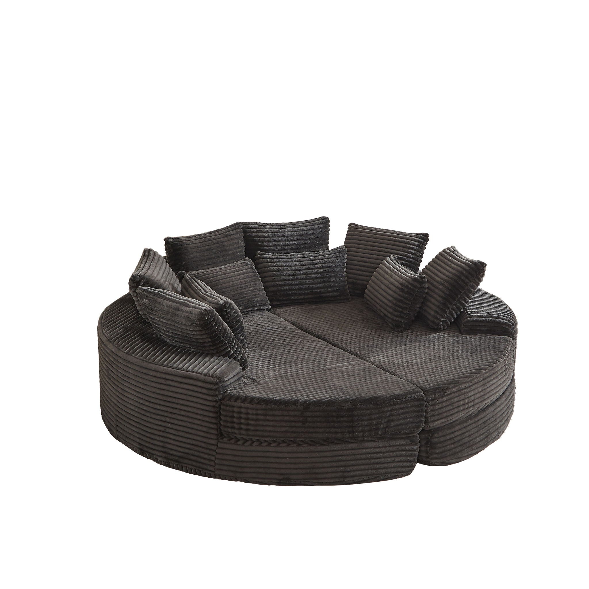 Round Oversized Sofa Bed With 5 Throw Pillows by HouseOfZazla