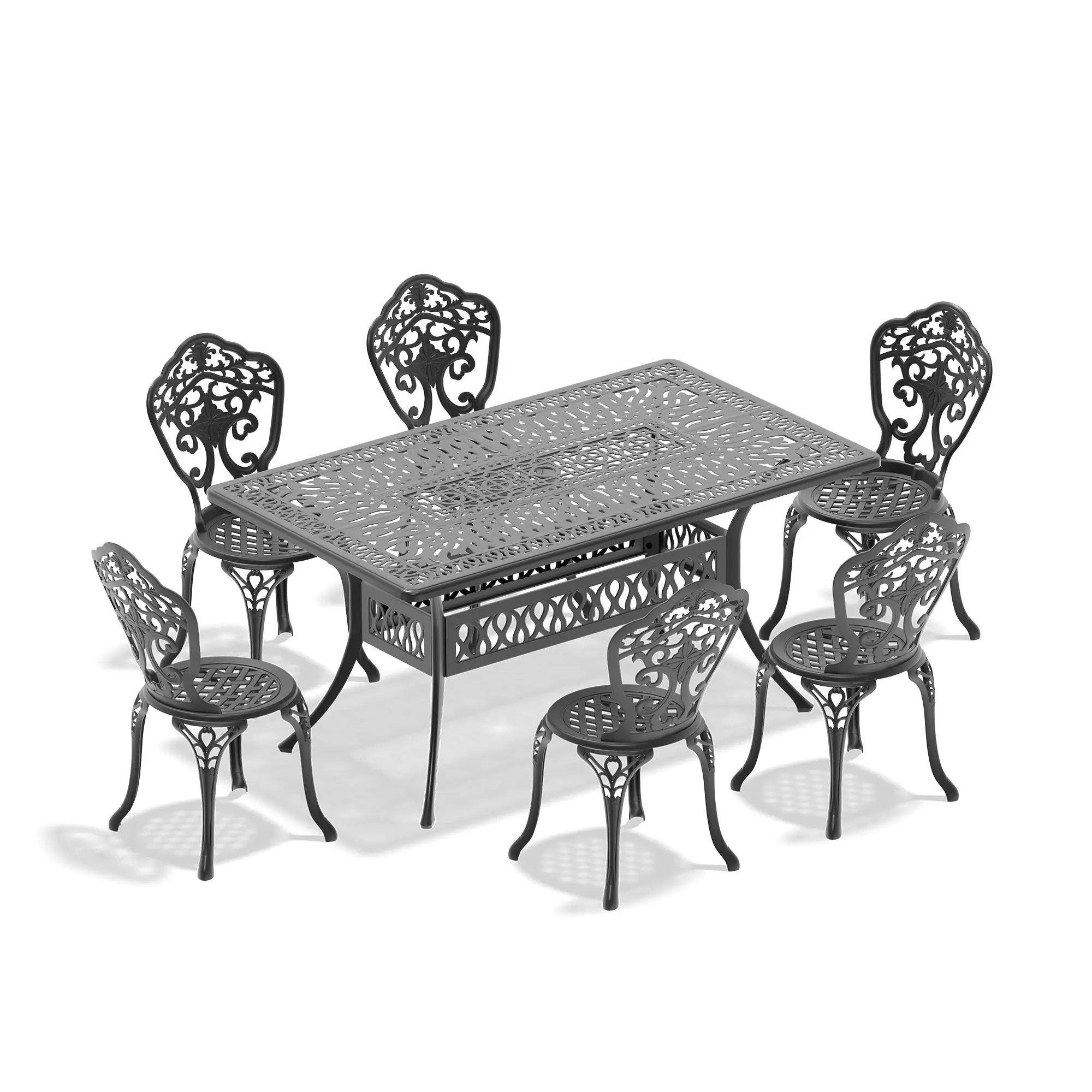 7-Piece Set Of All-Weather Cast Aluminum Dining Furniture Set by HouseOfZazla