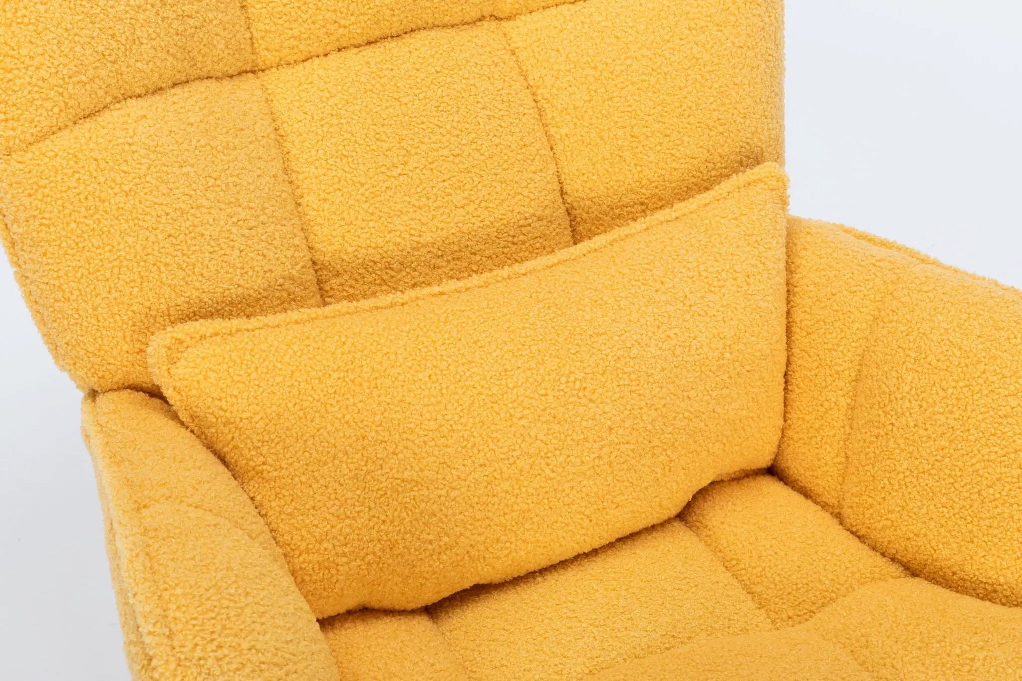 Rocking Chair Nursery, Teddy Upholstered Glider Rocker With High Backrest, Reading Chair Modern Rocking Accent Chairs Glider Recliner For Living Room - Yellow by HouseOfZazla