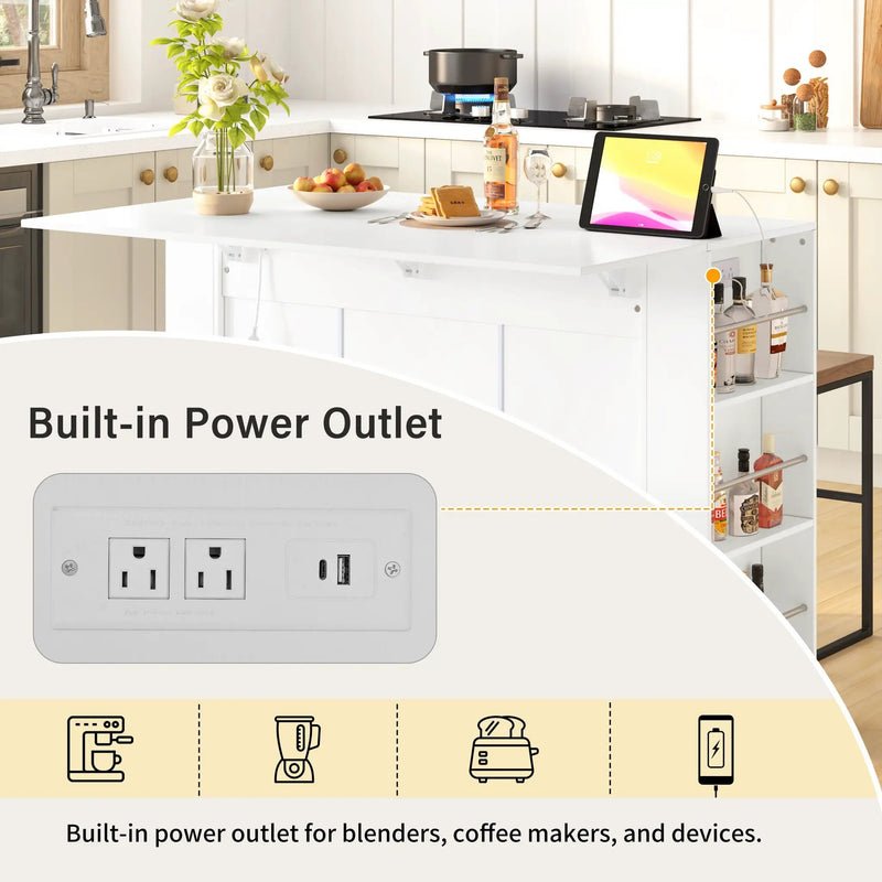 U-Style 47.2" Counter Height Table with Foldable Top & Power Outlet by HouseOfZazla